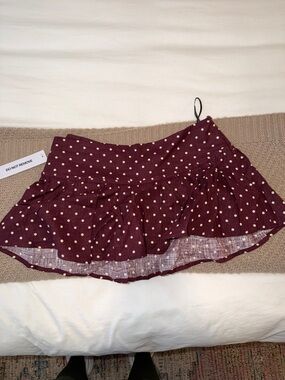 Princess Polly Maroon Polka Dot Skort